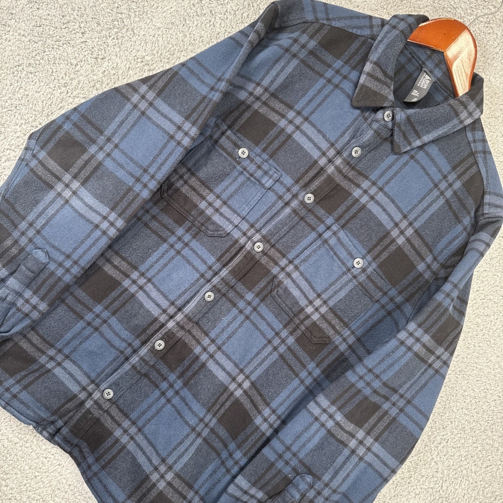 Mountain Hardwear Shirt Mens XL Blue‎ Plaid Heavy Flannel Button
